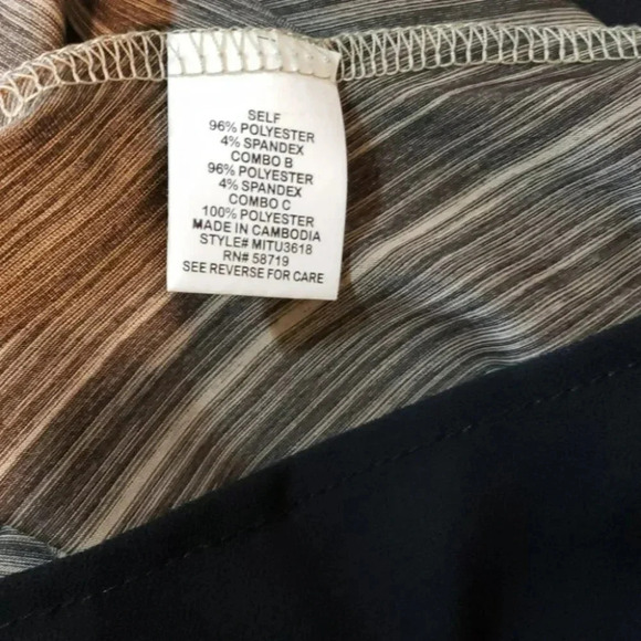 Notation L black & metallic tan tunic color block 3/4 sleeve top - Picture 6 of 6